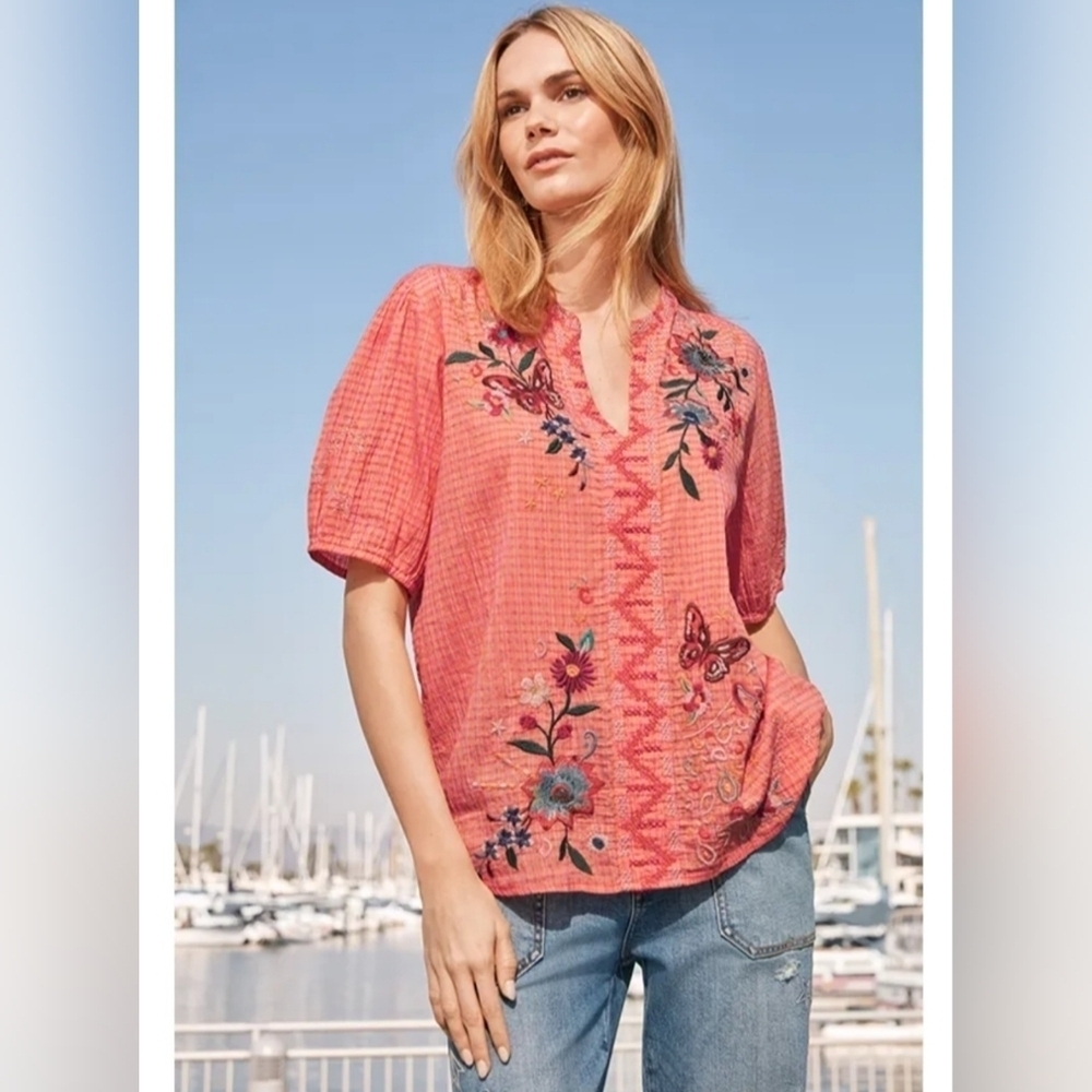Johnny Was Olinda Puff Sleeve Effortless Blouse